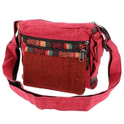 Pequeño bolso de hombro hecho de Cáñamo étnico rojo Unisex adultos 18x23x10 cm