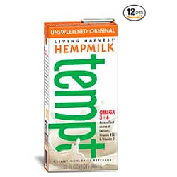 Living Harvest Tempt Hemp Milk, Unsweetened Original, 32-Ounce Containers (Pack of 12)