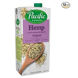 Pacific Foods Hemp Milk, Original 32 oz (Pack of 12), Shelf Stable, Plant-Based, Vegan, Non GMO